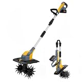 Motoazada Electrica 800W,Motocultor Plegable,Profundidad de Labranza 20 cm, Anchura de Labranza 23 cm, con Pantalla Indicadora de Carga para Labrar Jjardines y Huertos (Sin Batería)
