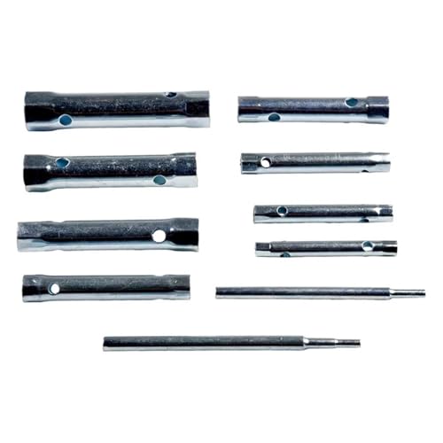 GYQAZSS 10pcs 6-22mm Metric Tubular Box Wrench Set Tube Bar Hollow Socket Filter Wrench Hand Tools Steel Tube Spanner