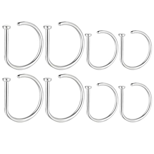 BDEPSTR Anillo de nariz de acero inoxidable en forma de D de 8 piezas, clip de...