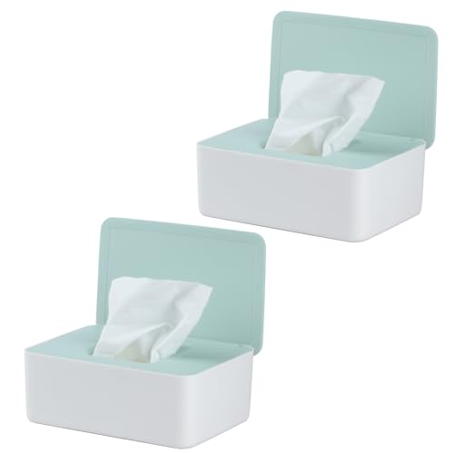 Scatola portaoggetti per salviette umidificate con coperchio, porta dispenser per tovaglioli di carta igienica, scrivania per casa e ufficio, verde (verde-2)