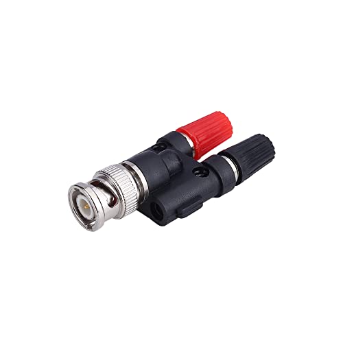 Image of MX BNC Male to Dual 4 mm Banana Female Binding-Post Adapter - 50 Ω RF Coaxial Splitter for Oscilloscopes, HF Radio Antennas, DVM