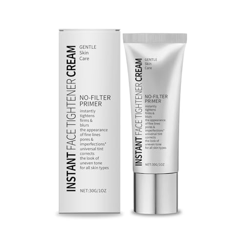 Instant Face Tightener Cream No-Filter Primer, Gentle Skin Care, Universal Tint, Firms and Blurs Fine Lines, Oil Control, Long-Lasting Makeup, 30G/1OZ