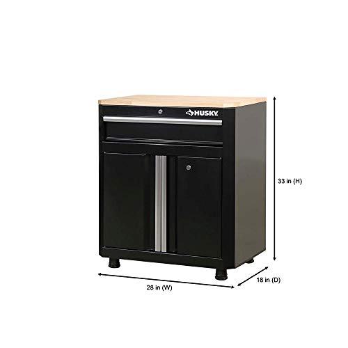 Husky 28 In. W X 33 In. H X 18 In. D 1-Drawer 2-Door Steel Garage Base Cabinet #TOP1