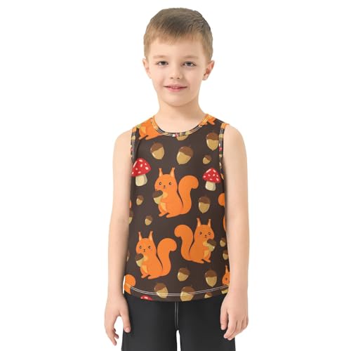 J JOYSAY Acorn Mushroom Squirrel Brown Boys Tank Top Sleeveless Muscle Shirts Quick Dry Kids T-Shirts 3-15T2
