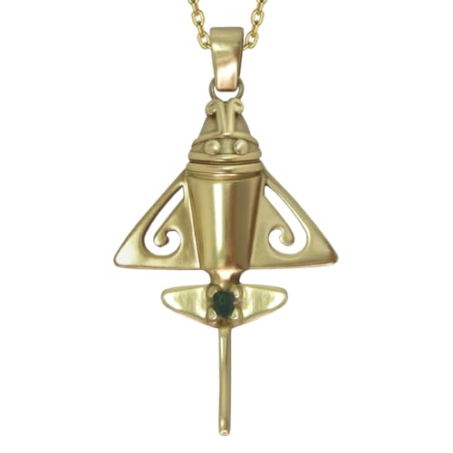 Image of Across The Puddle Colombian Emerald & Multi-Material Options | Quimbaya Flyer Pendant Necklace | Ancient Alien Golden Jets Collection