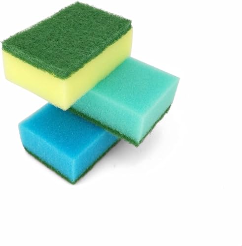 IDEA HOME 60er Set Küchenschwamm, Topfschwamm, Zweiseitig Reinigungsschwamm, 75 x 50 x 28 mm, Mehrzweck Putzschwamm, MIDI, Mehrfarbig