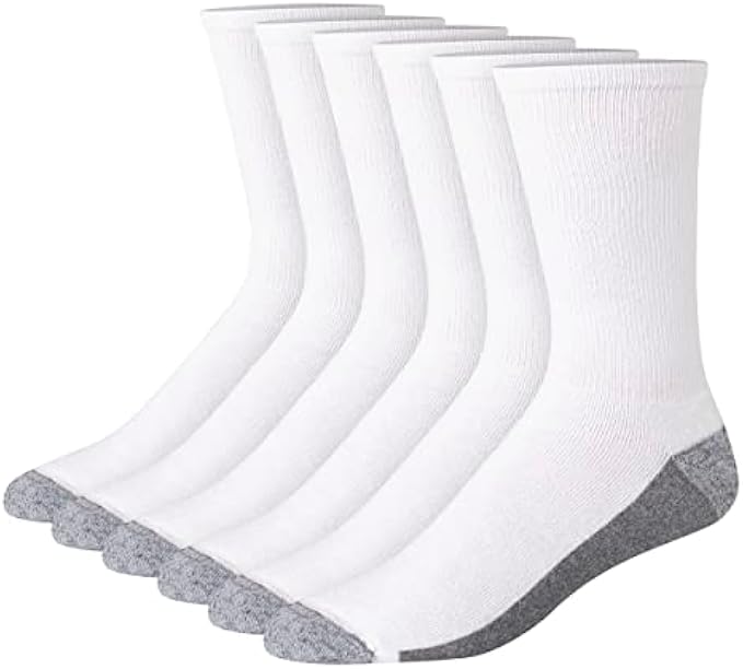 Hanes Men's Cushioned Crew Socks, Available in 6, 8, and 12-Packs