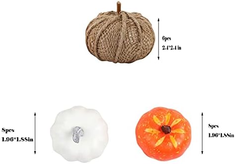 KKS Autumn Decorations 22 Pcs Artificial Pumpkins Set Assorted Faux Harvest Pumpkins for Halloween Fall Wedding Thanksgiving Seasonal Holiday Pumpkin Ornament(Multi)