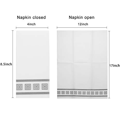 Fete Decorative Hand Towels, Silver Design 100 Disposable Linen-Feel Guest Towels – Formal Dinner, Anniversary, Wedding Napkins For Tables, Guestrooms, And Restrooms - 8.5X4" Folded [Silver Design] #TOP2