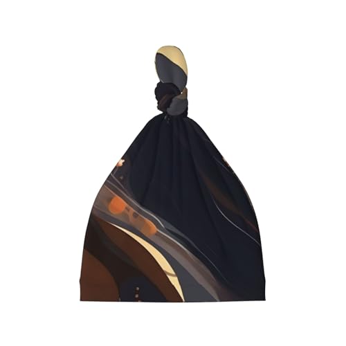 Newborn Baby Hat, Dark Medium Print Soft Top Knot Beanie Cap, Cute Baby Headwear for 0-6 Months