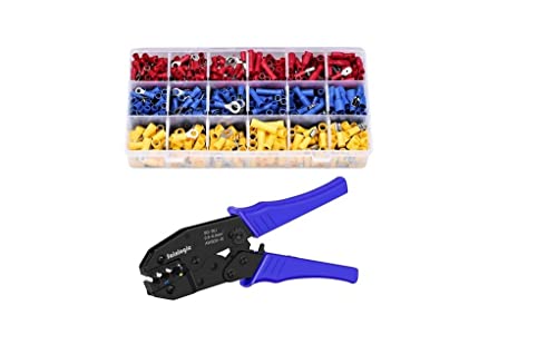 sainlogic Pince à Sertir Set de Cosses, Pince à Sertir Set de Cosses avec 700 pcs, Assortiment de Connecteurs électriques à Sertir 0,5-6 mm² pour Cosses...