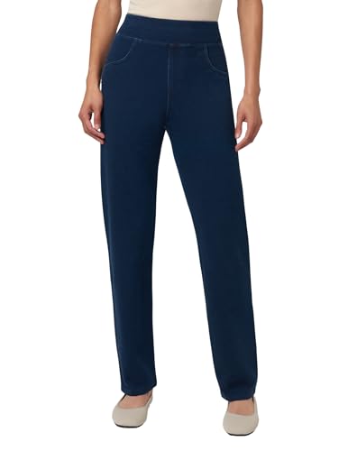 Leggings denim HUE super doux extensible, taille haute, sans coutures latérales, teinte foncée, Grand