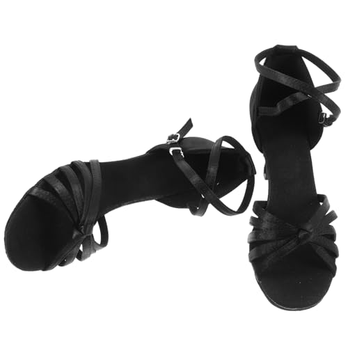 Chaussures de danse latine pour femme Beavorty en satin doré avec talons ouverts