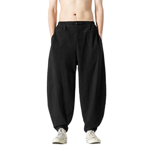 Cotton Linen Pants Men, Chinese Style Spring Autumn Casual Loose
