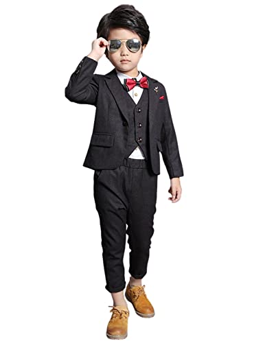 Tuxedo garçon trois pièces de qualité supérieure avec veste revers cranté