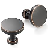ASKANO 10 Pack 1-1/4 Inch Oil Rubbed Bronze Cabinet Knobs Brushed Bronze Drawer Knobs Round Bronze Cabinet Pulls, ZK2302 Kitchen Hardware for Cabinets Drawers Bedroom Dresser Cupboard Bathroom Vanity