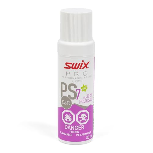 SWIX PS7 Violet -2C/-8C | 28F/18F Performance Speed Ski Glide Wax | Winter Snow Conditions, Below-Freezing Conditions, Base Preparation & Ski Maintenance, 80ml (Liquid)
