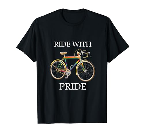 Ride With Pride Vélo arc-en-ciel mignon pour motards Gay Pride T-Shirt