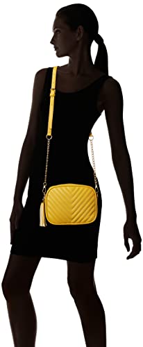 Image of Simple Shoulder Crossbody Bag With Metal Chain Strap And Tassel Top Zipper