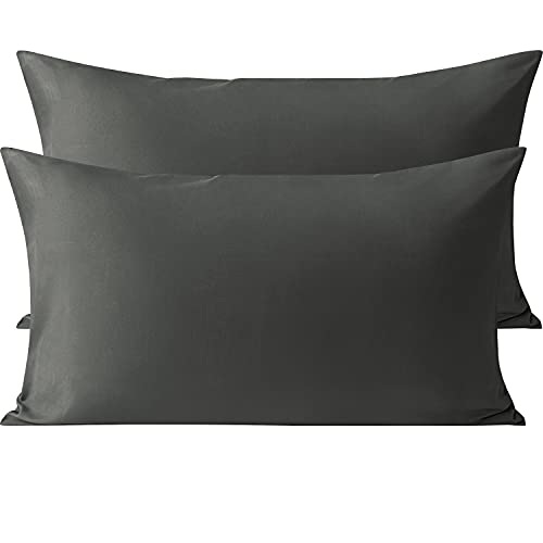 Organictune Pillow Cases King Size Set of 2 Microfiber Pillowcases Shrinkage and Fade Resistant Pillow Covers with Envelope Closure（Dark Grey,20x40 Inches）