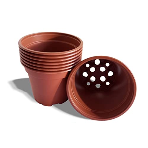 Elixir Gardens 13cm / 1 Litre Quality Thermoformed Seed Starting Seedling Plant Pot Terracotta Plastic Plant Pots - 50…