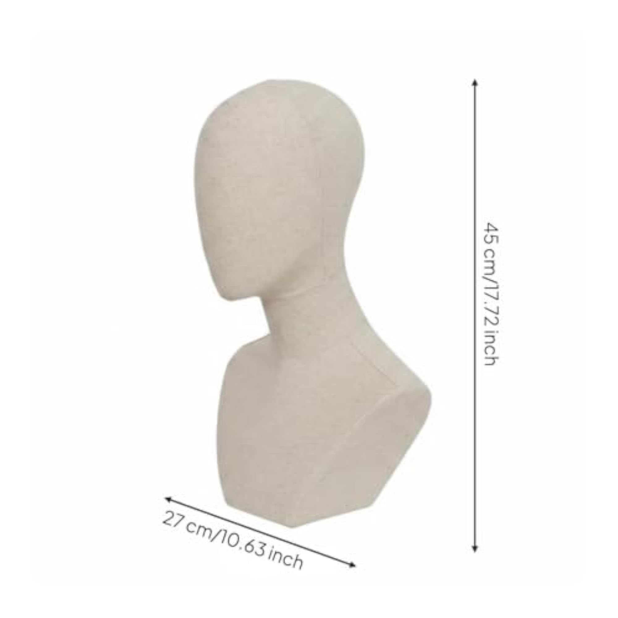 Store Display Head Model for Retail Sellers, Natural Linen