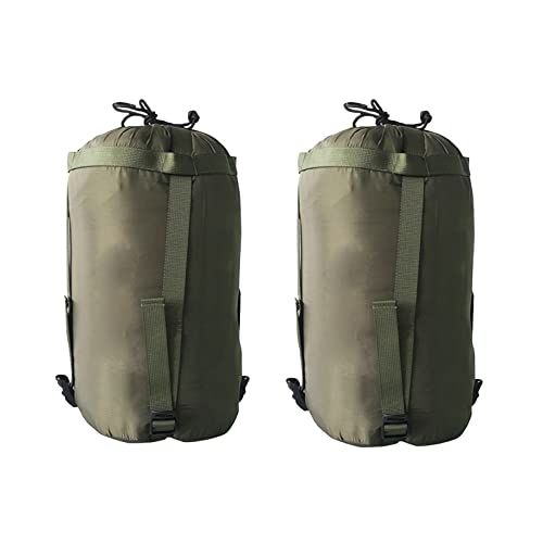 2 Pieces Ultralight Compression Stuff Sack, 10L Nylon Stuff Sack Bag Organizer for Sleeping Bag Storage, Camping, Hiking, Backpacking (2pcs Army green)