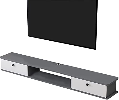 Meuble TV flottant étagère de rangement à portes pour salon ordonné - 2