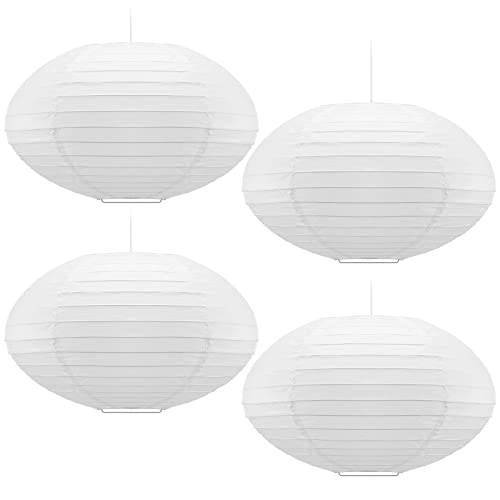 4 Pieces Oval Paper Lantern 16 Inch Paper Lantern Lamp, White Round, Hanging Paper Lamp Shade Chinese Japanese Paper Lamp Shades For Wedding Party Home Decor #TOP20