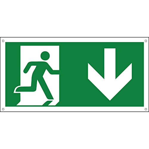 Salida de emergencia con flecha | Cartel de aluminio metal dibond 3 mm de grosor (flecha en abajo) Cover