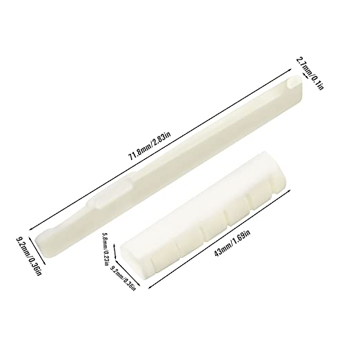 2 Set Real Bone 6 String Acoustic Guitar Bridge Saddle And Nut Replacement For 72Mm 43Mm With 2Pcs Sand Papers #TOP3