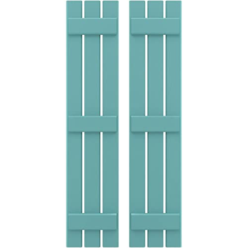 Ekena Millwork ARW401SB311X51PTH Americraft Three 3 Exterior Real Wood Spaced Board-n-Batten Shutters (Per Pair), 11 1/2"W x 51"H, Pure Turquoise