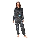 RPLIFE Black Angry Panther Adult Onesie Pajamas, Soft Hooded One Piece Loungewear for Men Women, Small