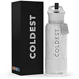 Coldest Sports Water Bottle with Straw Lid Vacuum Insulated Stainless Steel Metal Thermos Bottles Reusable Leak Proof Flask for Sports Gym(32 oz, Marble White) -  The Coldest Water