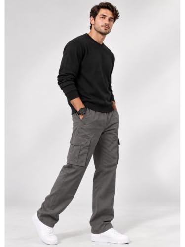 Image of Leriya Fashion Men Cargo Pants | 6 Pocket Cotton Cargo Joggers for Men | Loose Fit Stylish Pant with Pockets | Casual Baggy Trousers & Streetwear Lower (Available in Plus Size)