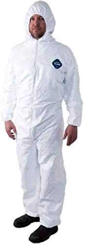 image for Tools & More Tyvek Disposable Suit by Dupont with Elastic Wrists, Ankl