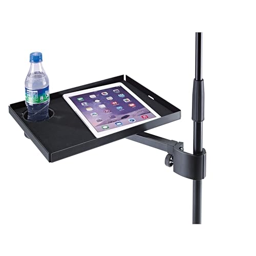 K&M 12225 Ablageplatte Schwarz - Stahl mit 25 cm x 33 cm Fläche, anklemmbar bis ø 3 cm