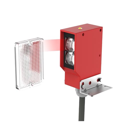 photoelectric beam sensor Photoelectric Sensor Retro-reflective Square Photoell Switch IP67 Waterproof 24-220V AC DC Universal 10m Distance(Color:5wire AC DC 24-240V)