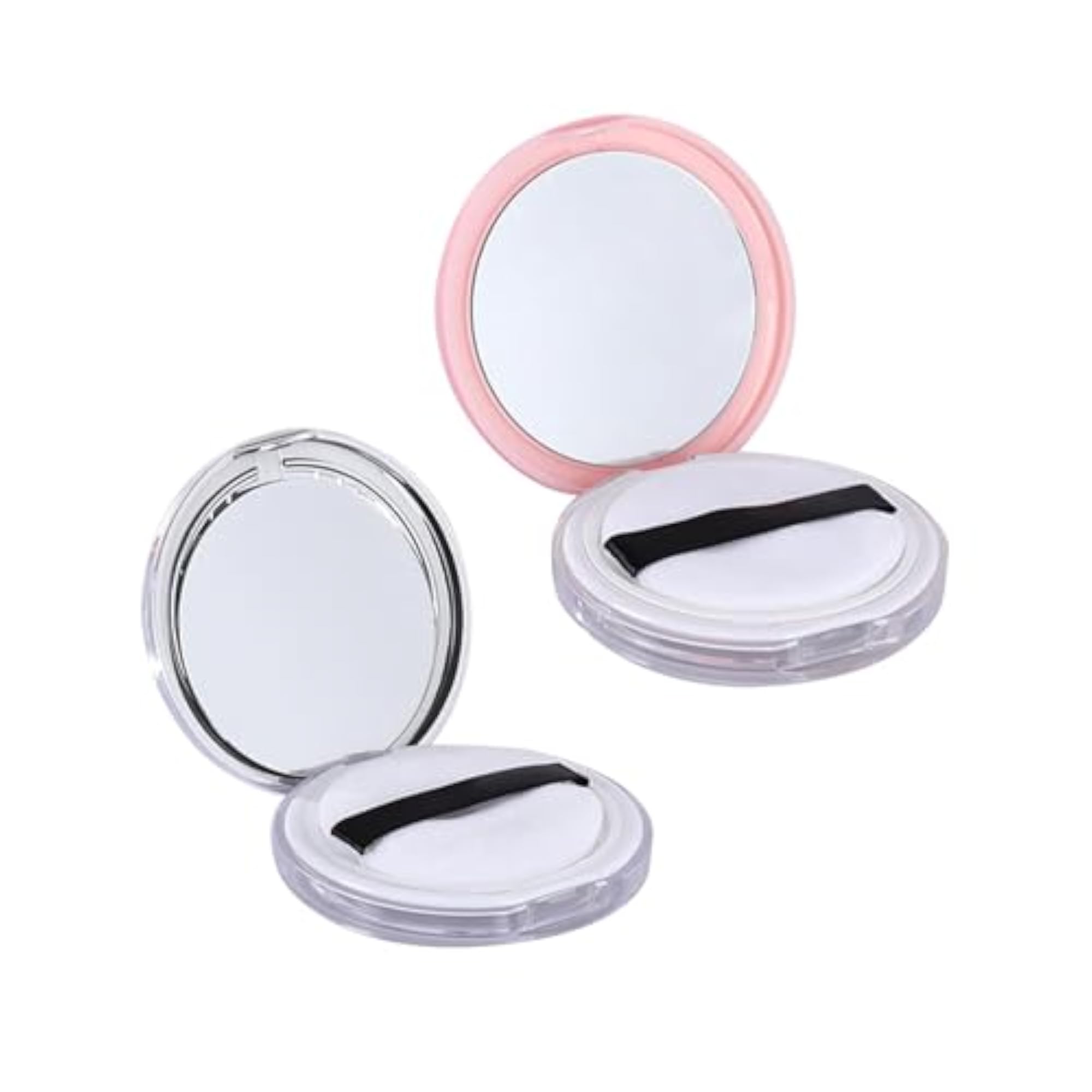 2Pcs Refillable Compact Powder Container with Mirror