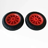 predolo 2 Pezzi Ruota in PU Pieno Antiforatura Ruota da Sabbia da 10 Pollici Ruote Larghe Carrello Porta Kayak per Pescatori, Spiaggia, Rimessaggio Barche, Rosso, M