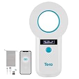 Tera Pet Microchip Reader Scanner Animal Chip ID Scanner with OLED Display Screen Rechargeable Data Storage Fast Wireless Exchange Tag Scanner for Dogs Cat Animal Management Blue Botton