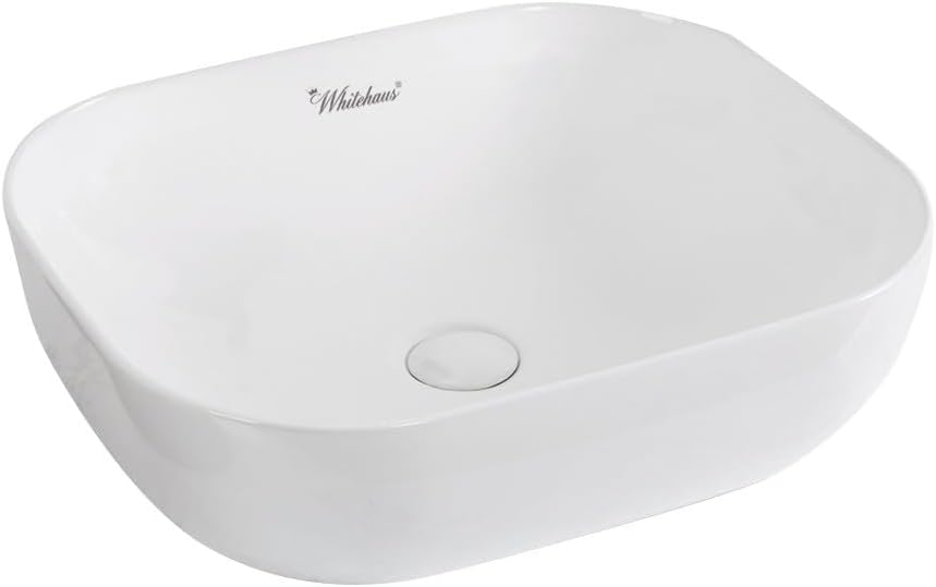 Whitehaus Collection WH71302 Isabella Plus Collection Rectangular above Mount Basin with Center Drain, White