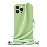 Handodo スマホケース iphone 13pro用 ケース スマホ シリコン カバー 耐衝撃ケース ストラップ付きケース スマホショルダーケース 携帯ケース フルカバー 調節可能なショルダー 紐付き 首かけ 斜めがけ 薄型 カメラ保護 おしゃれ 軽量 シンプル 頑丈 ミントグリーン