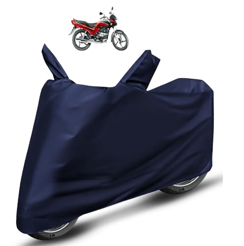 Image of Auto Hub Bike Cover Compatible with Hero Passion Plus with Mirror Pocket, Dustproof, Heat Resistant, Triple Stitched, Passion Plus Bike Cover- Plain Navy
