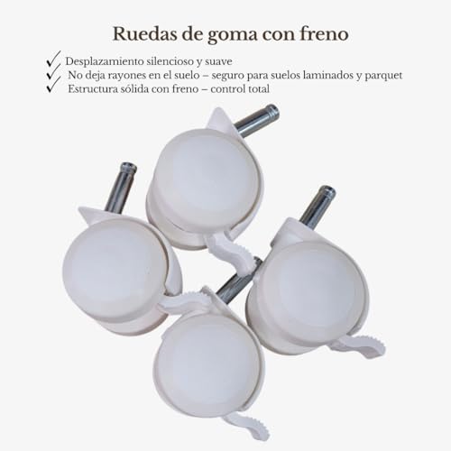 Miniatura 7 de Wiklinopol - Cuna Mecedora De Mimbre Con Dosel Y Soporte Lena Cesta Moses En Blanco, Set Completo Con Edredón De 5 Piezas Safari Beige Con Ruedas, Portátil, Seguro