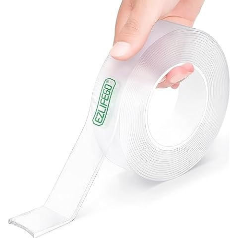 EZlifego Double Sided Tape Heavy Duty, Nano Double Sided Adhesive Tape, Clear Mounting Tape Picture Hanging Adhesive Strips (9.85FT) Cover