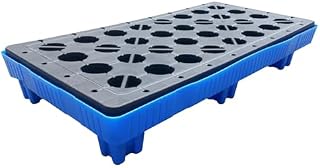 Stackable Spill Containment Platform, Anti-Slip Polyethylene Pallets with Flat Grating, Leakproof Outdoor Kitchen & Garage Tray for Paint Buckets, 47.64"x24.02"x6.69"