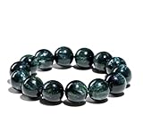IUYIXWFP Pulsera de Cuentas de serafinita Verde Natural - Pulsera elástica de Cristal de dragón Verde Unisex para meditación, Yoga y curación Espiritual,16~16.8mm