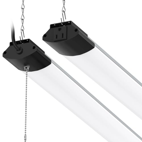 Image of Barrina BS168 168W 8FT LED Shop Lights, 16800LM, 5000K, High Output, Linkable, LED Shop Light for Garage, Workshop, Warehouse, Hanging or Ceiling Mount with Pull Chain Switch, 2 Packs