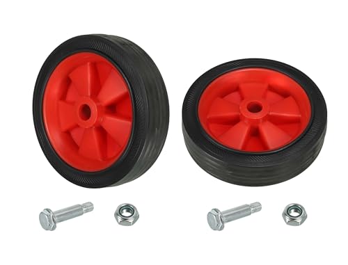 Wheels With 0.5" Axle, 2 Pcs Universal Replacement Wheels For Lawn Mower, Cart, Compressor, 200 Lbs Load Capacity Per Wheel, Red